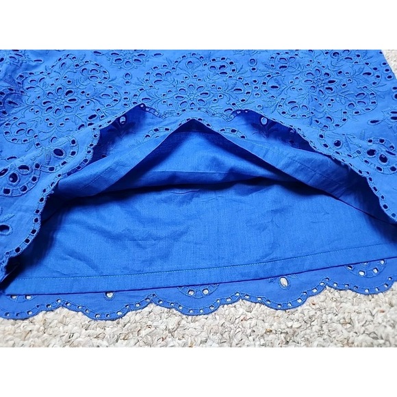 Talbots A-Line Skirt Women's Eyelet Royal Blue Sz 6 NWT cotton lined $109 32x20 - Picture 3 of 14